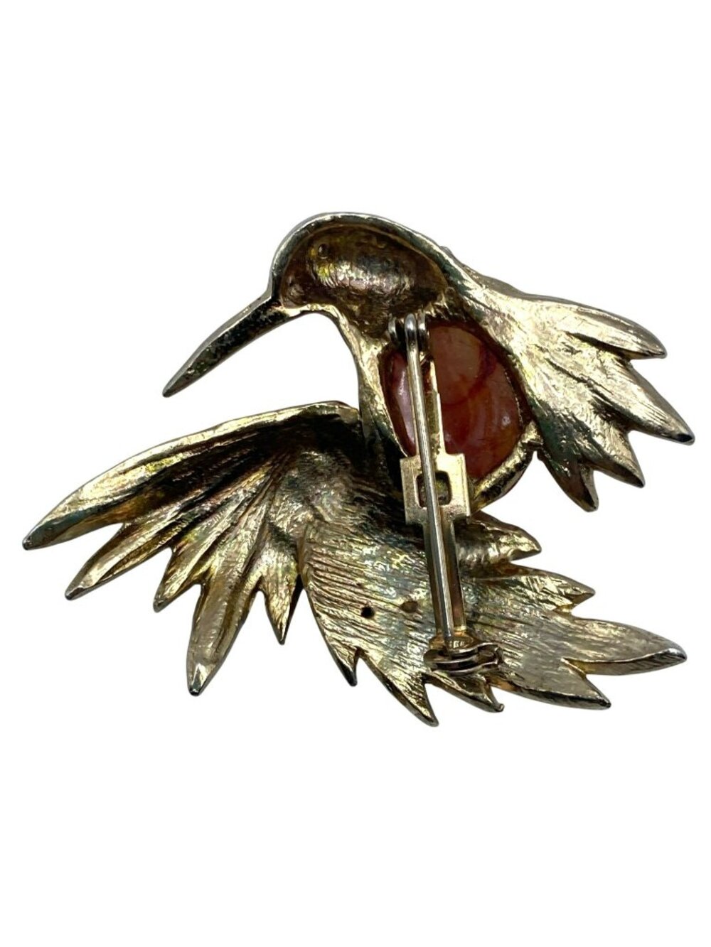 Jelly Belly Hummingbird Brooch Pin Vintage Enamel Bird Rhinestone MCM - Picture 5 of 6